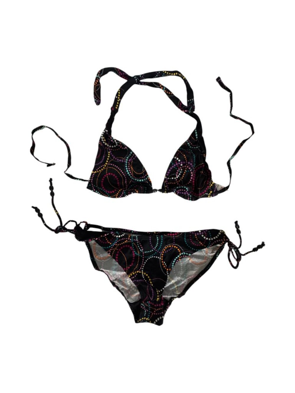 Black Polka Dot Bikini Set with Free Bag & Sunglasses for Women